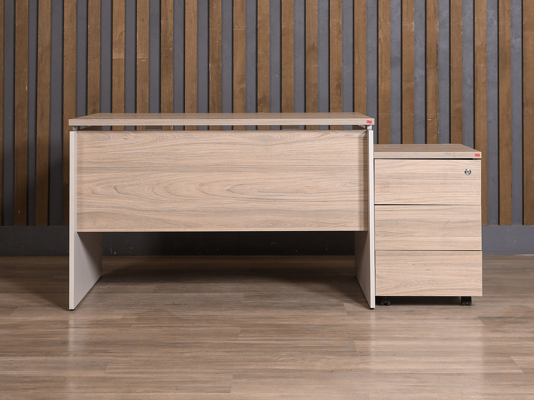 Стол с тумбой ЛДСП Бук (СТПБКБ1-250126)