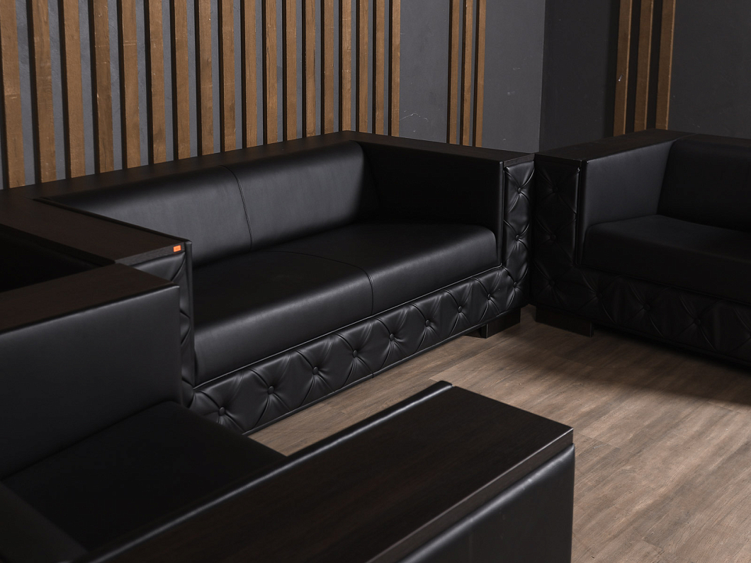 Диван UNITAL Монреаль Кожа Чёрный Италия (ДКЭЧ-161125)