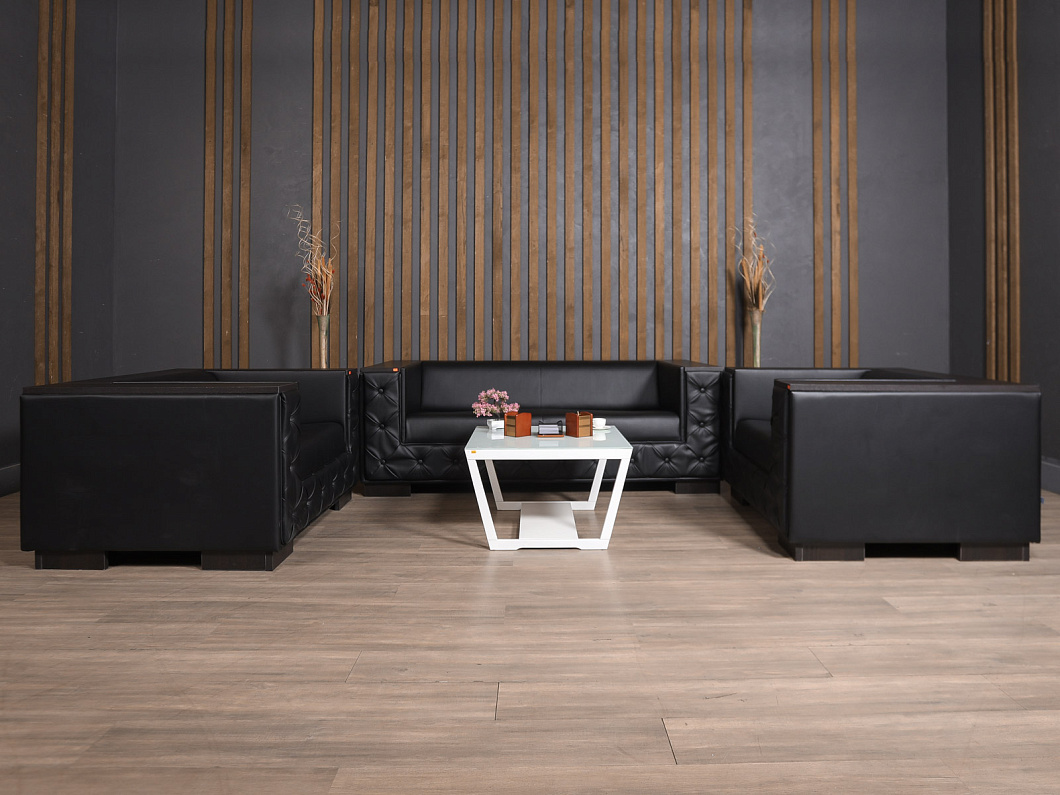 Диван UNITAL Монреаль Кожа Чёрный Италия (ДКЭЧ-161125)