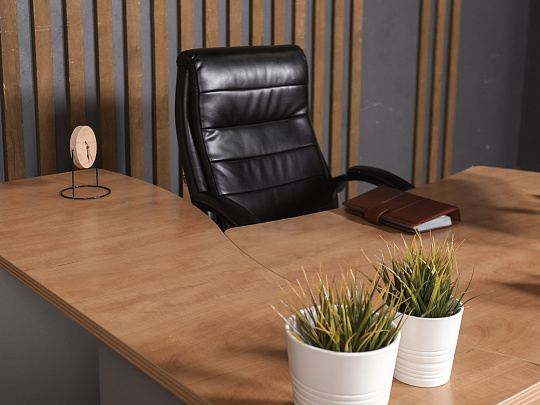 Стол руководителя Berlin DRL-220 Бостон ЛДСП Серый Россия