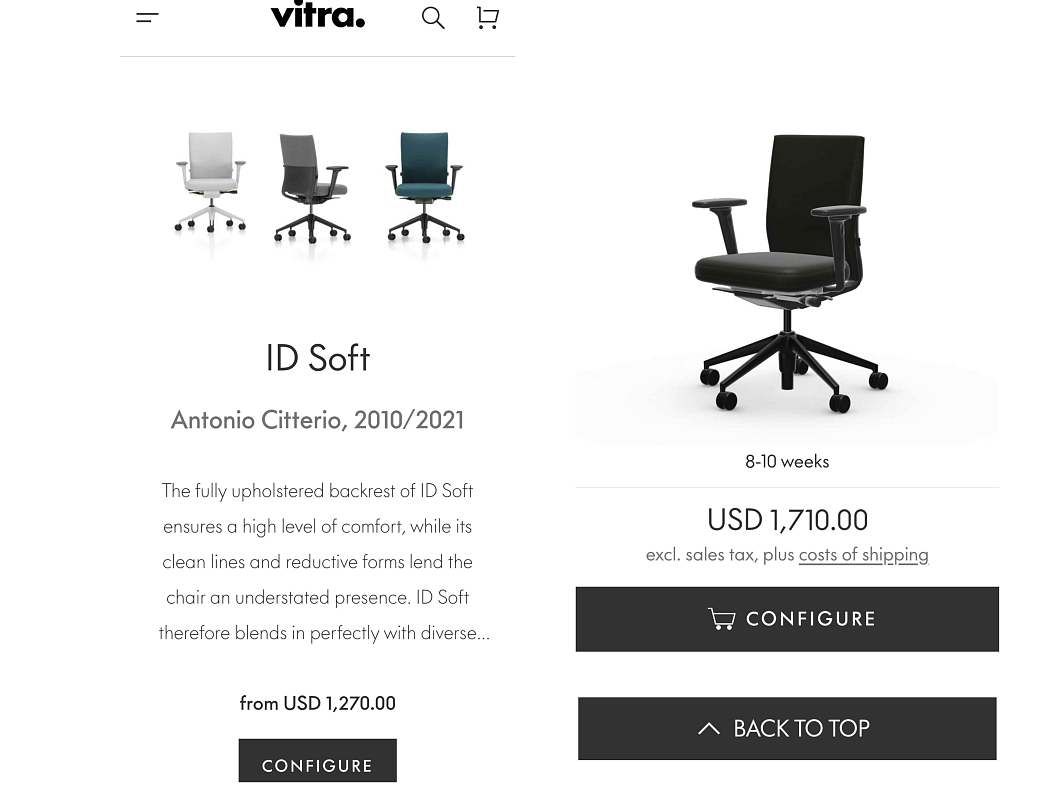 Офисное кресло Vitra ID Soft Ткань Чёрный Швейцария (КПЧ-300924)