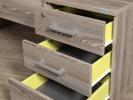 Стол с тумбой ЛДСП Ясень шимо