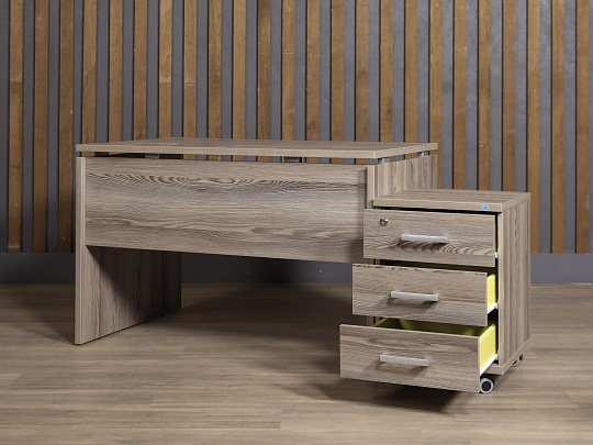 Стол с тумбой ЛДСП Ясень шимо