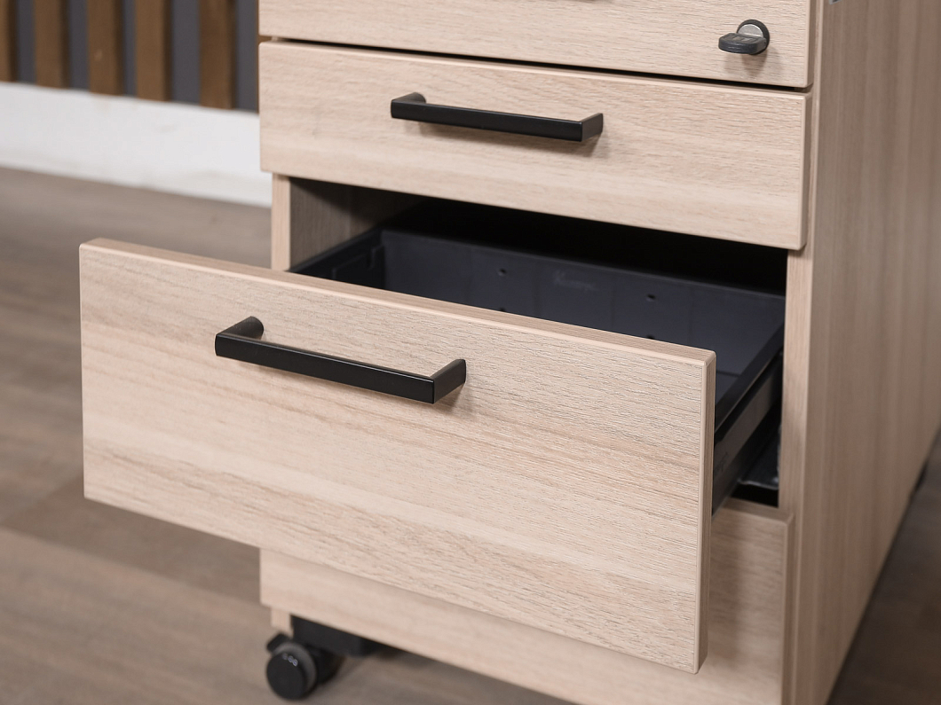 Стол с тумбой Kinnarps ЛДСП Ясень шимо Швеция (СТМЯ-100425)