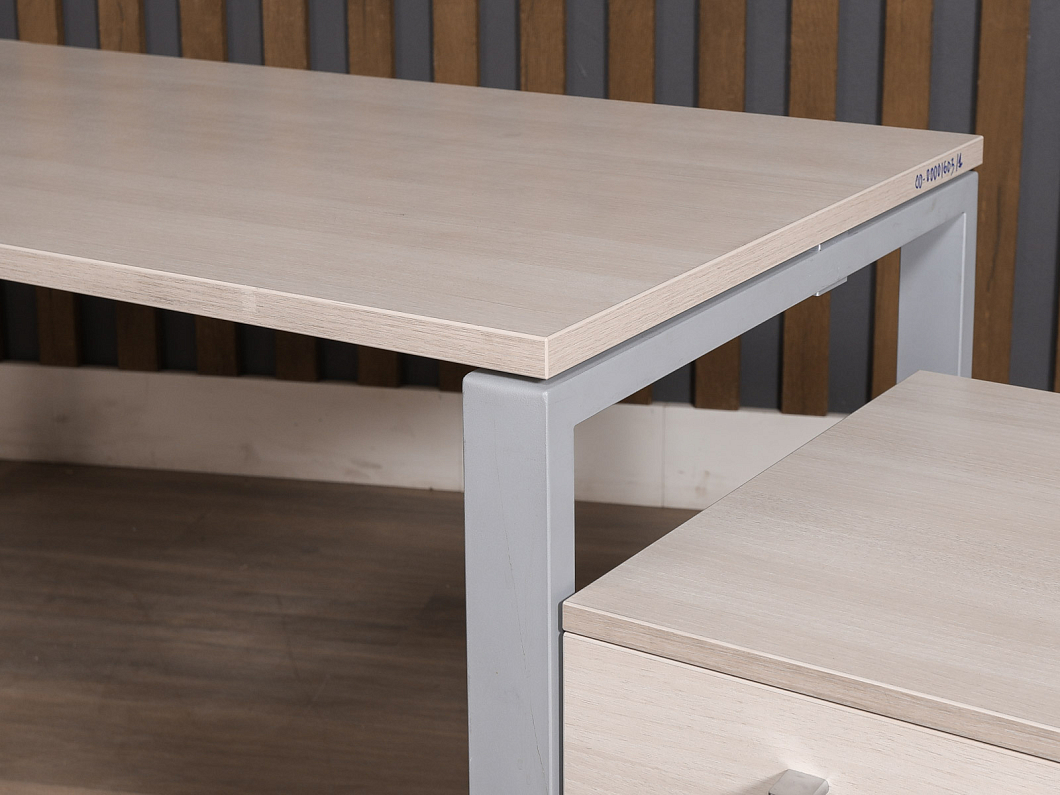 Стол с тумбой ЛДСП Ясень шимо (СТБК1-300825)