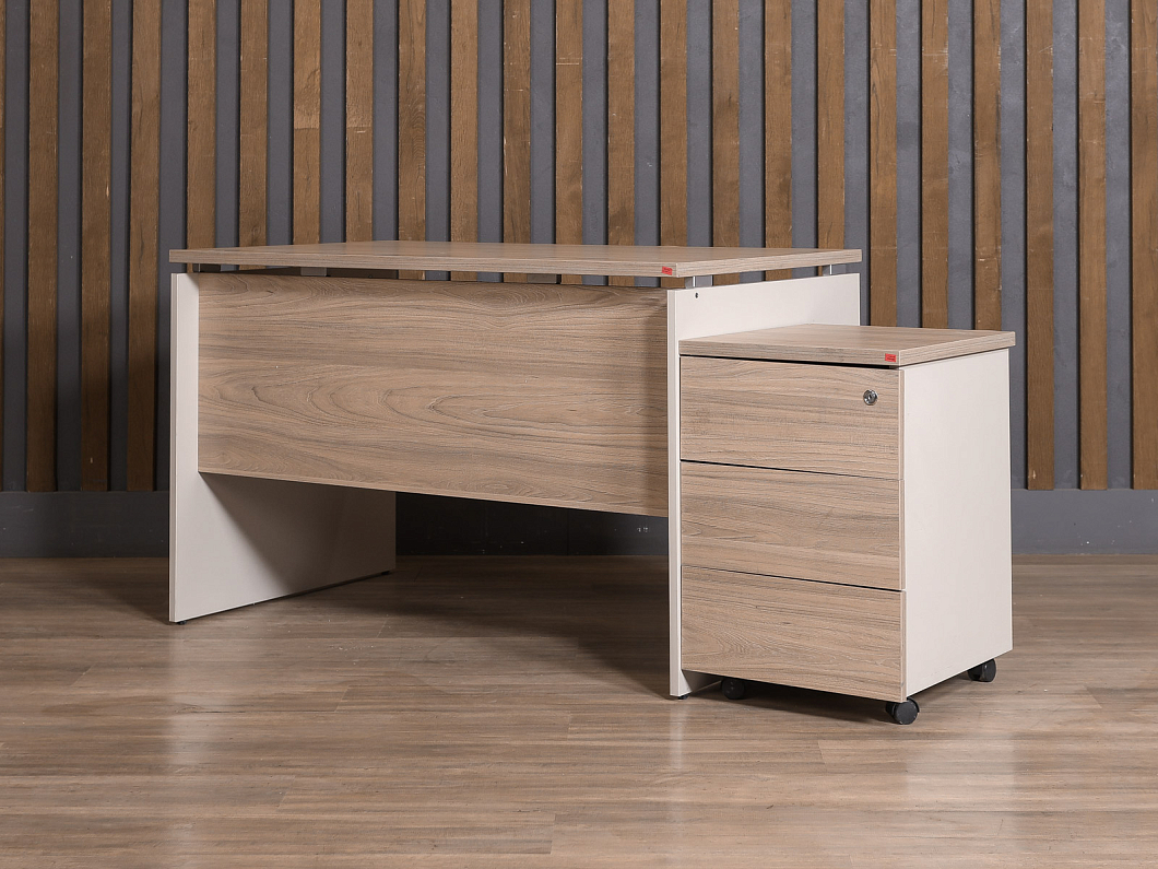 Стол с тумбой ЛДСП Бук (СТПБКБ1-250126)