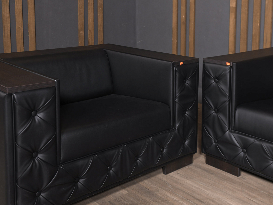 Диван UNITAL Монреаль Кожа Чёрный Италия (ДКЭЧ-161125)