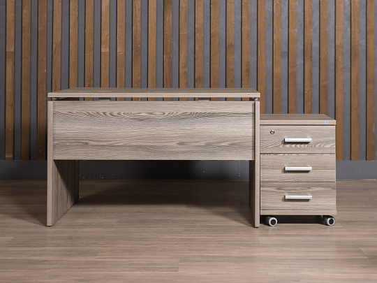 Стол с тумбой ЛДСП Ясень шимо