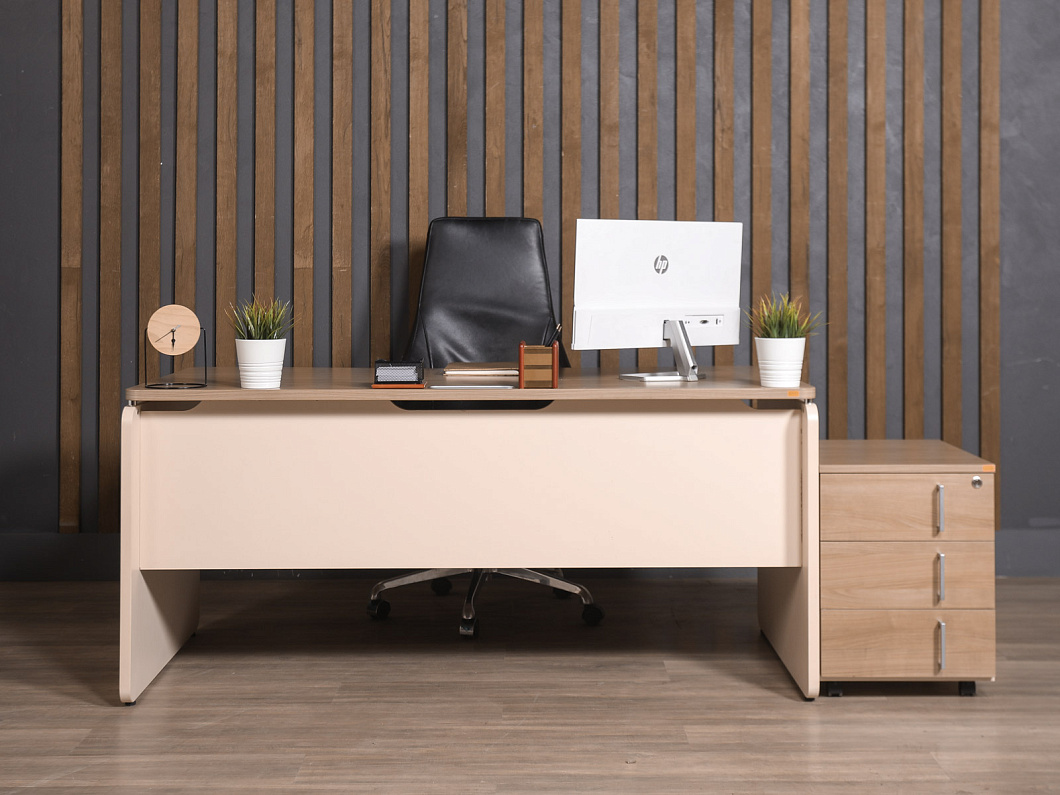 Стол с тумбой ЛДСП Ясень шимо (СЭТЯШ-231025)