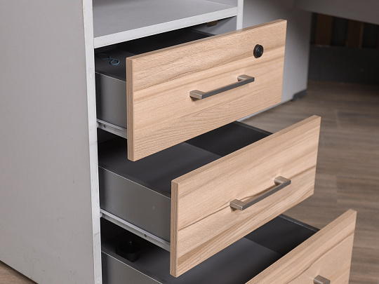 Стол с тумбой ЛДСП Ясень шимо