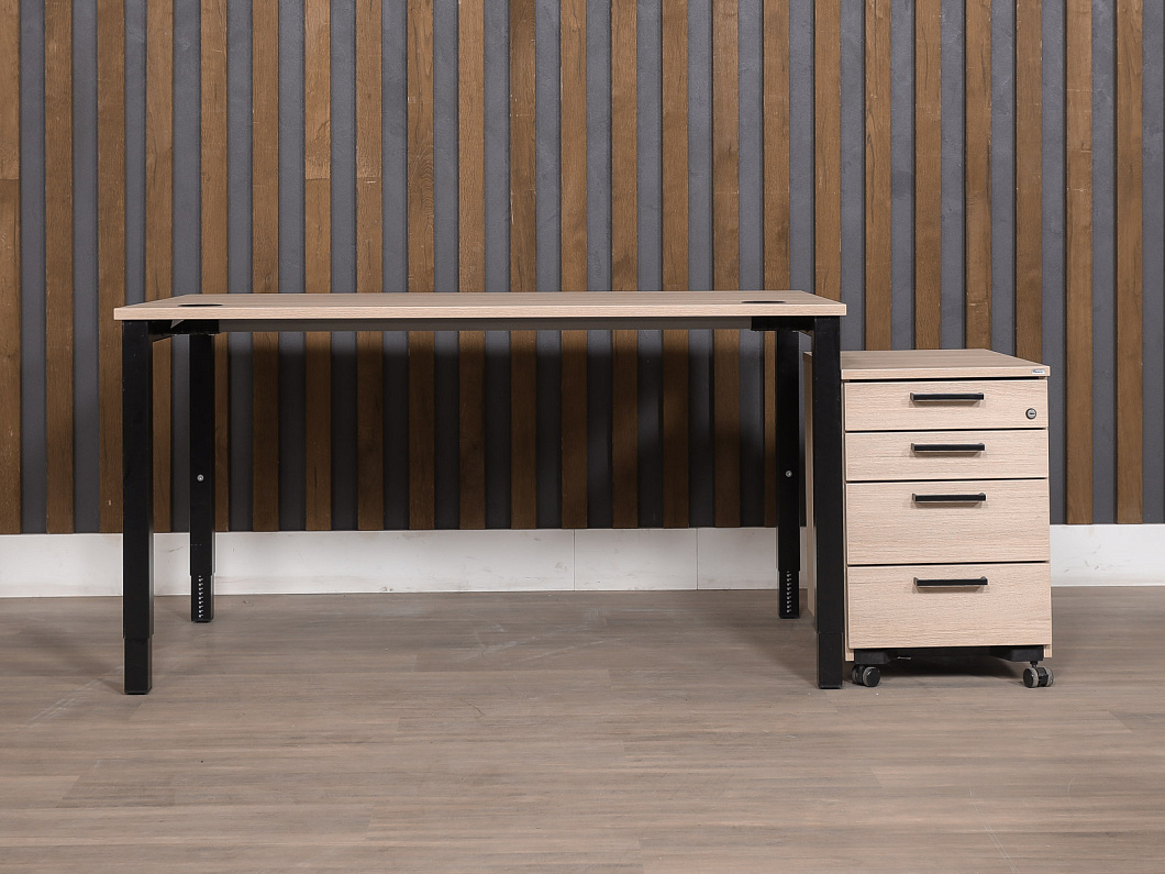 Стол с тумбой Kinnarps ЛДСП Ясень шимо Швеция (СТМЯ-100425)