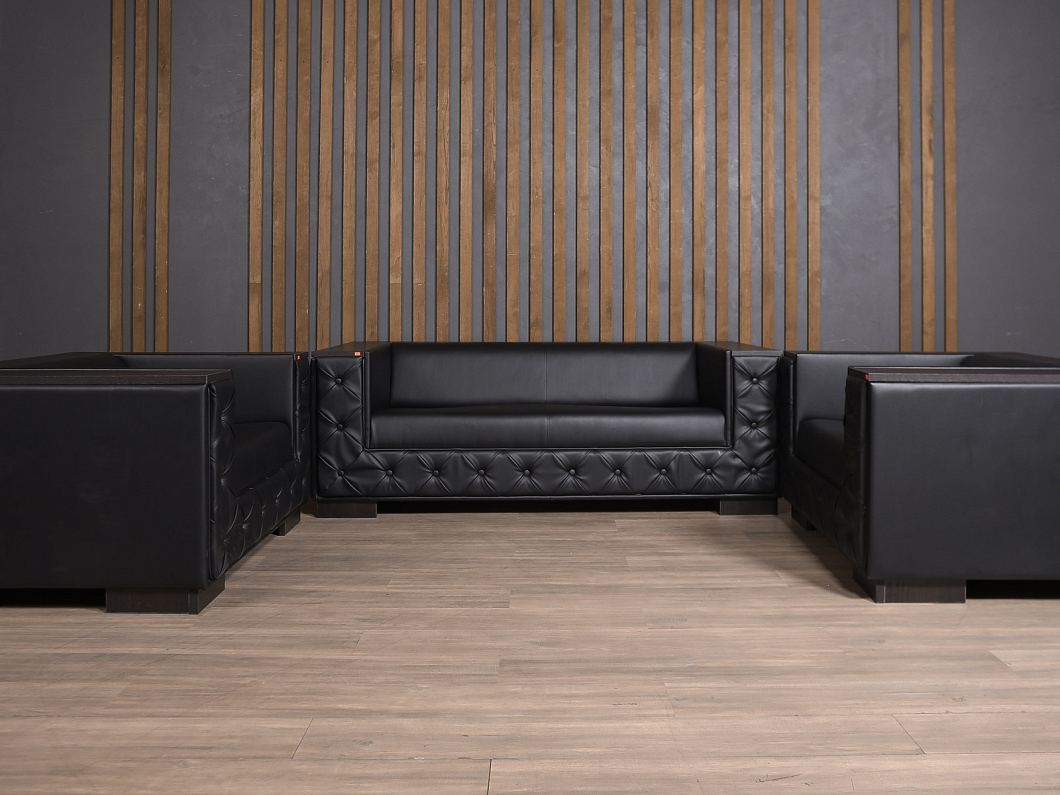 Диван UNITAL Монреаль Кожа Чёрный Италия (ДКЭЧ-161125)