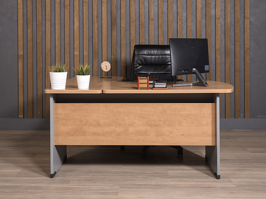 Стол руководителя Berlin DRL-220 Бостон ЛДСП Серый Россия