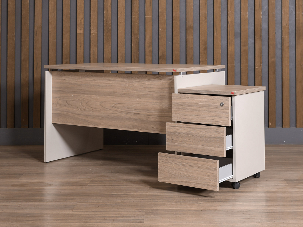 Стол с тумбой ЛДСП Бук (СТПБКБ1-250126)