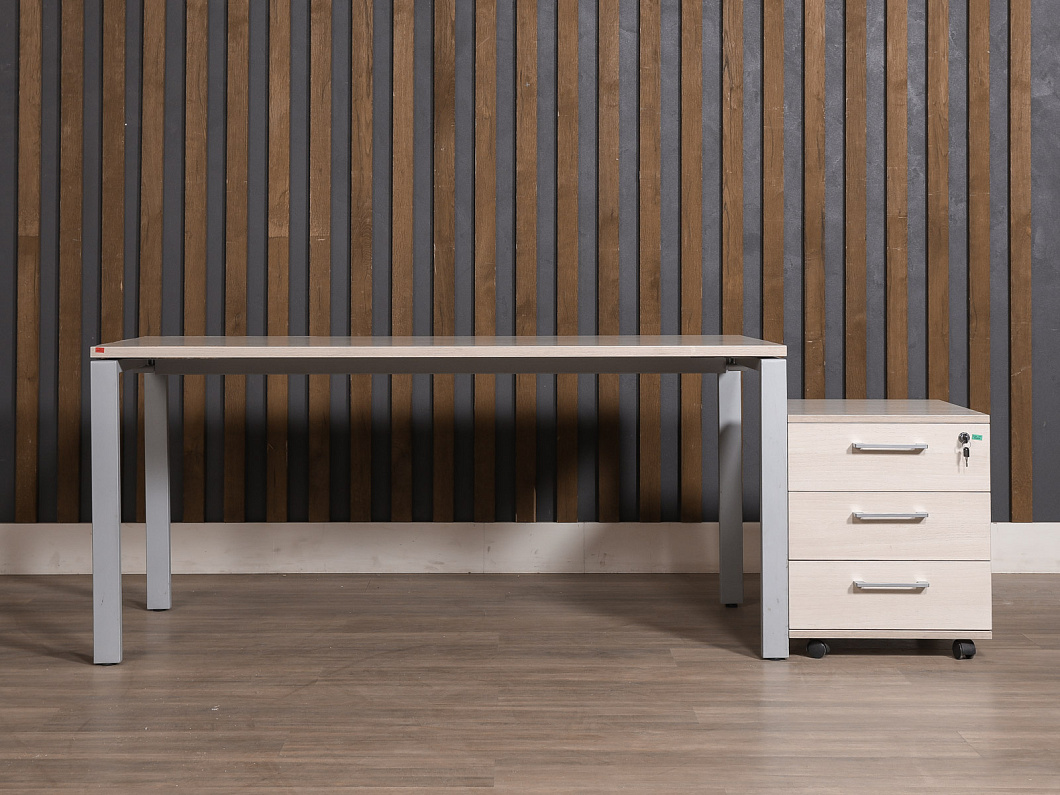 Стол с тумбой ЛДСП Ясень шимо (СТБК1-300825)