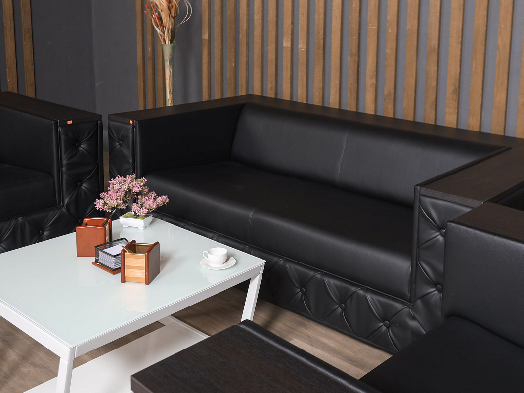 Диван UNITAL Монреаль Кожа Чёрный Италия (ДКЭЧ-161125)