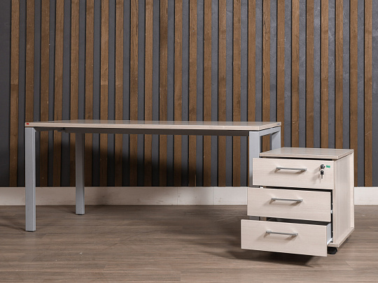 Стол с тумбой ЛДСП Ясень шимо