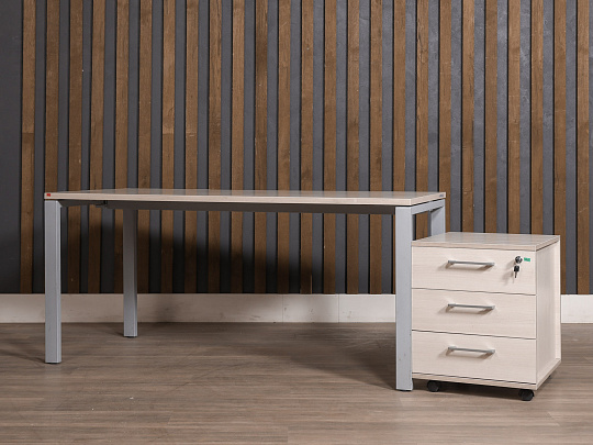 Стол с тумбой ЛДСП Ясень шимо