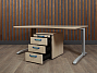 Стол с тумбой для офиса 1600x1000x720 мм Steelcase ДСП; Металл Дуб; Серый США (СТД-041023)