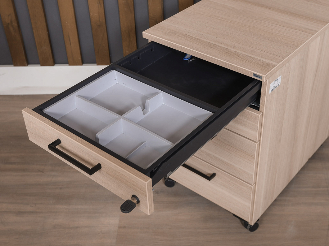 Стол с тумбой Kinnarps ЛДСП Ясень шимо Швеция (СТМЯ-100425)