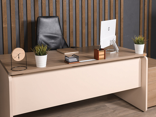 Стол с тумбой ЛДСП Ясень шимо