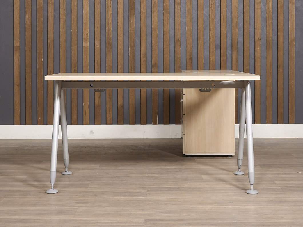 Стол Левый эргономичный с тумбой ЛДСП Бук (СТЭБКМ-190825)