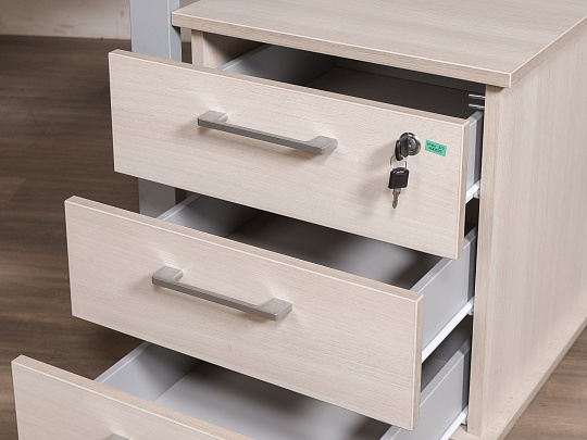 Стол с тумбой ЛДСП Ясень шимо