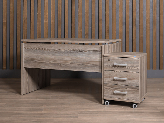 Стол с тумбой ЛДСП Ясень шимо