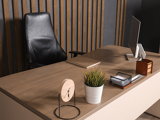 Стол с тумбой ЛДСП Ясень шимо