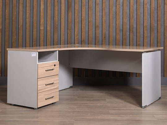 Стол с тумбой ЛДСП Ясень шимо